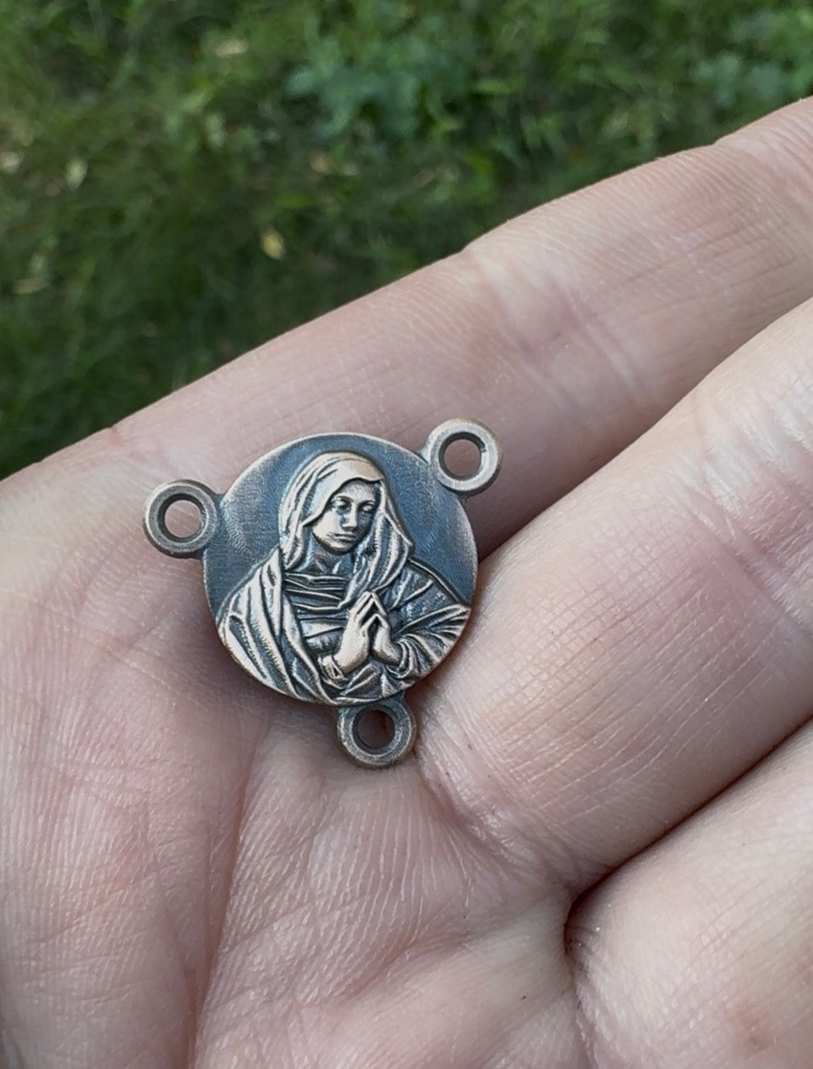 Hand crafted “Face of Passion” rosary center