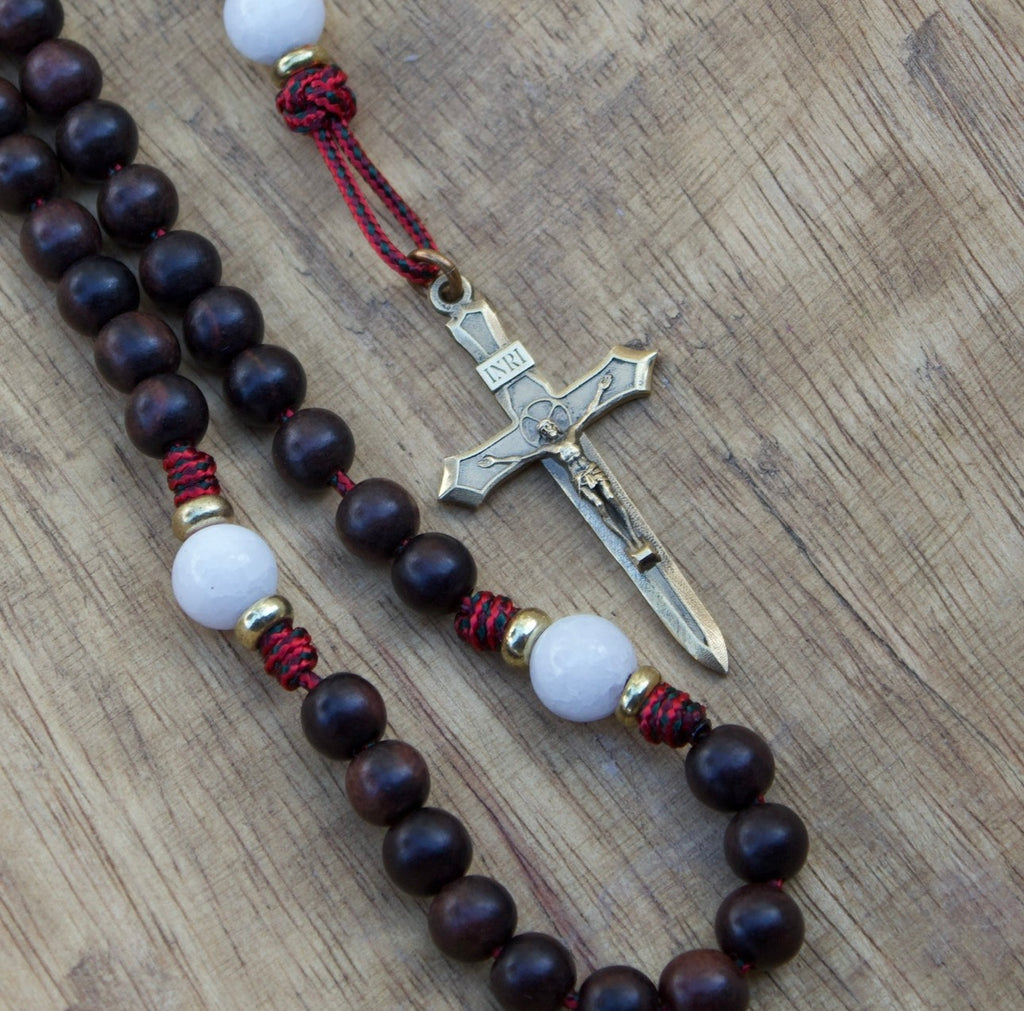St Michael the archangel ebony wood and brass rosary